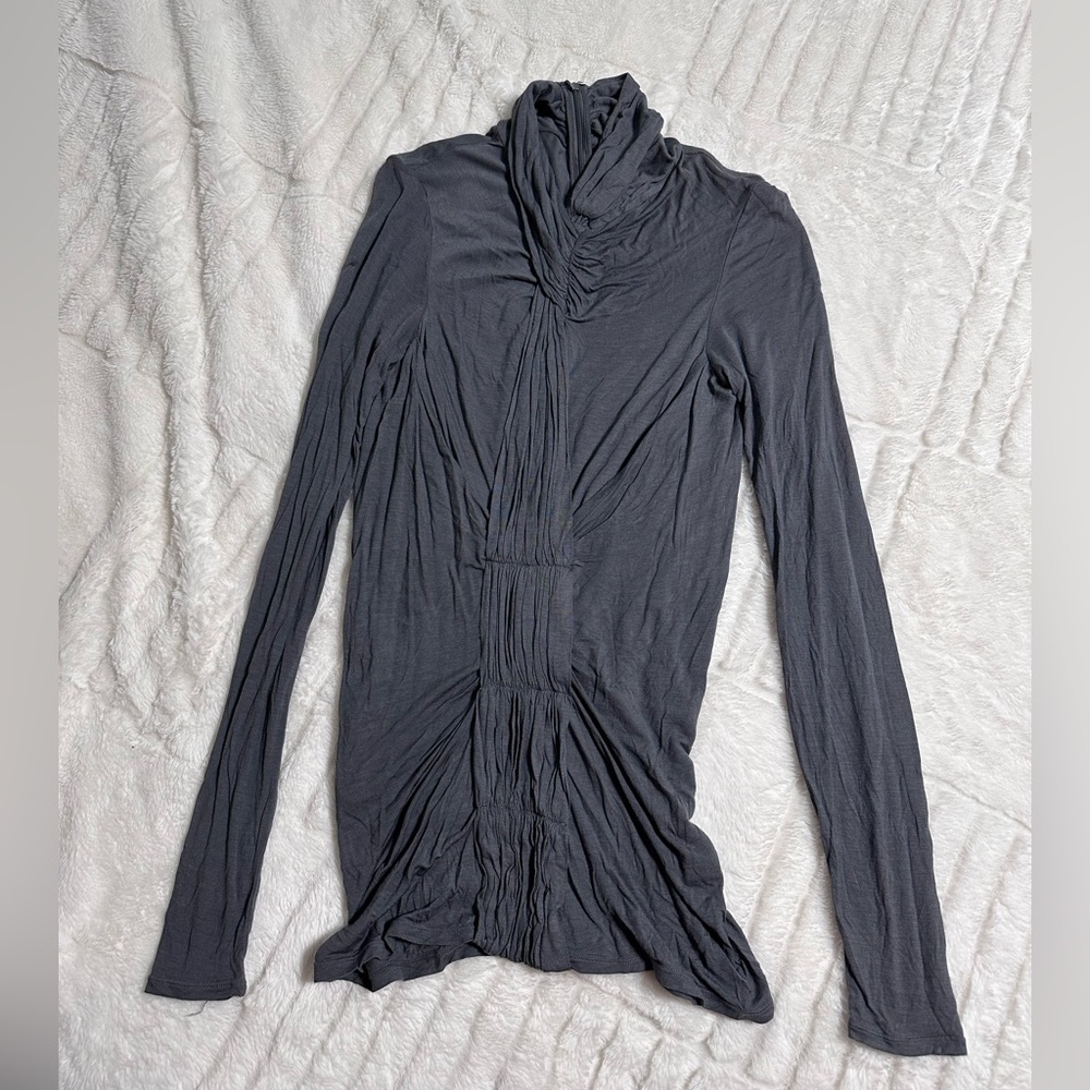 L.A.M.B. Gray Draped Long Sleeve Top, size Medium